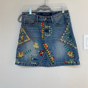 Embroidered Jean skirt